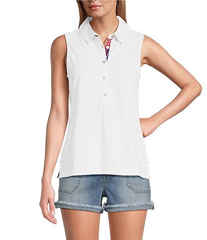 Tommy Bahama Button Collared Neck Short Sleeve Top