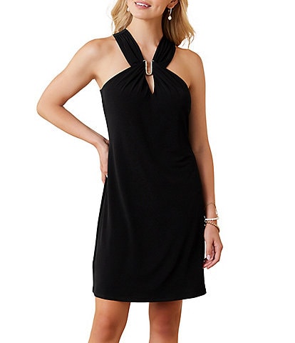 Tommy Bahama Carmela Halter Neck Sleeveless Hardware Short Dress