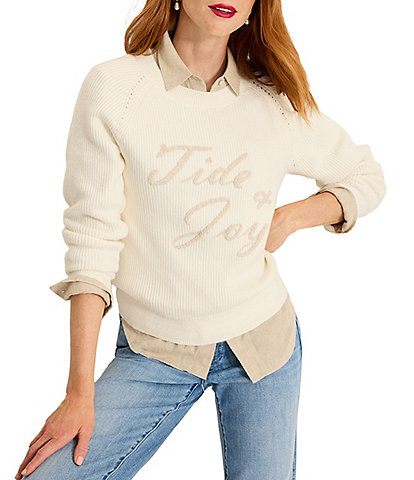 Tommy Bahama Cloud Bay Embroidered Crew Neck Sweater