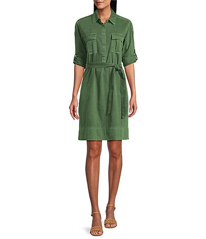 Tommy Bahama Coastal Twill Short Sleeve Button Front Shirt Dress
