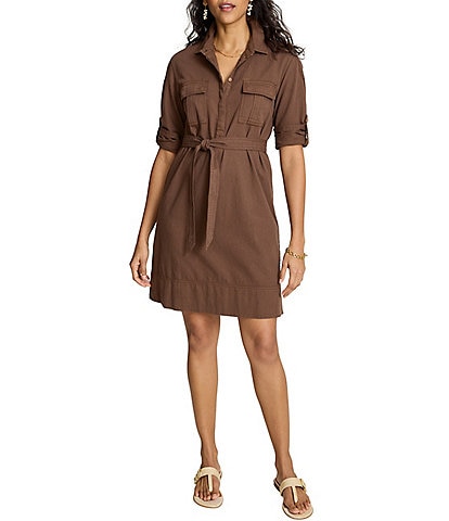 Tommy Bahama Coastal Twill Short Sleeve Button Front Shirt Dress