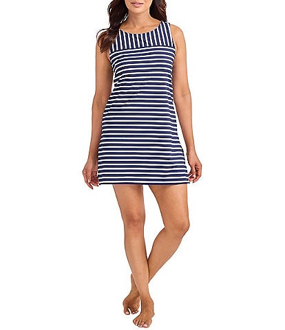 Tommy Bahama Coastline Stripe Crew Neck Romper Swim Cover-Up