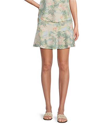 Tommy Bahama Costa Wave Ocean Vida IslandZone® UPF 30 Flounce Hem Mini Skirt