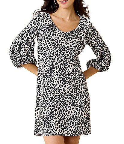 Tommy Bahama Darcy Lovely Leopard 3/4 Puff Sleeve Dress