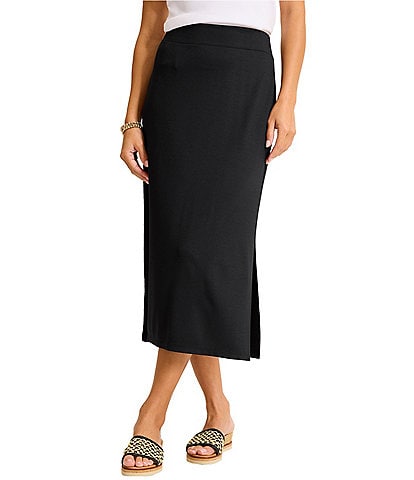 Tommy Bahama Drapey Stretch Ponte Pull-On Midi Pencil Skirt