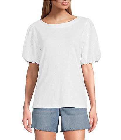 Tommy Bahama Eyelet Embroidery Cotton Lux Tee Shirt