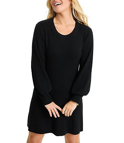 Tommy Bahama Flared Pickford Crew Neck Balloon Long Sleeve Flounce Dress