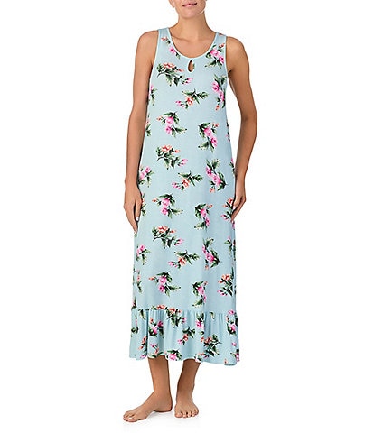 Tommy Bahama Floral Print Sleeveless Round Neck Maxi Nightgown