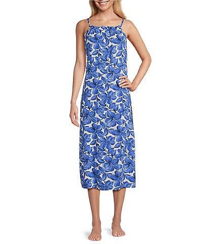 Tommy Bahama Floral Print Sleeveless Round Neck Woven Nightgown