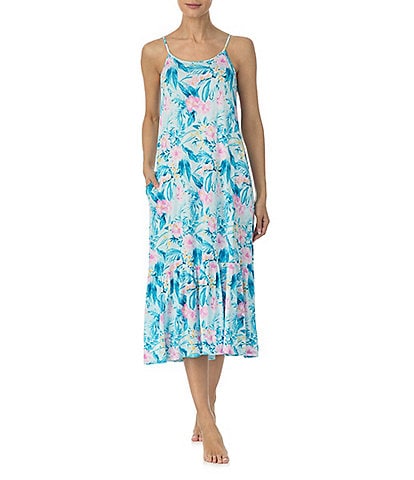 Tommy Bahama Floral Sleeveless Round Neck Knit Sleep Dress