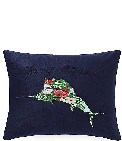 Tommy Bahama Holiday Marlin Blue Velvet Decorative Breakfast Pillow