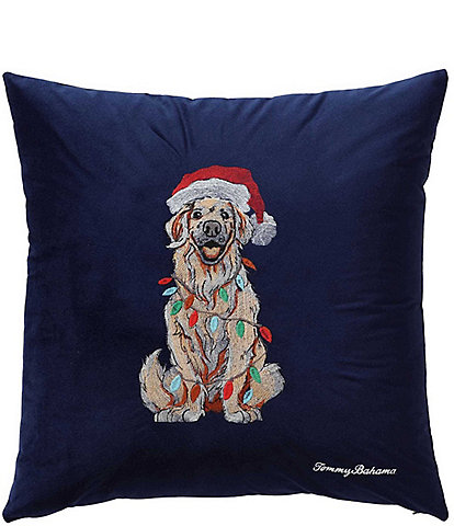 Tommy Bahama Holiday Retriever Blue Felt Decorative Throw Pillow