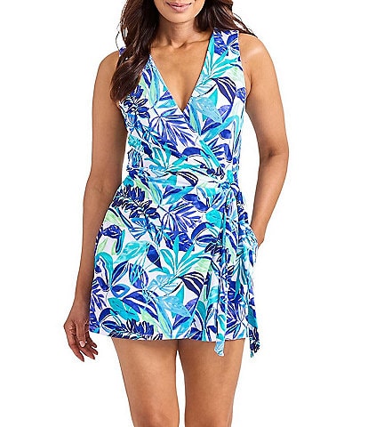 Tommy Bahama Island Cays Marina Surplice Neck Tie Wrap Romper Swim Cover-Up