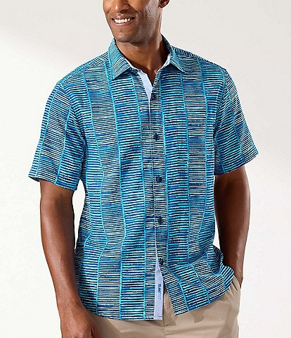 Tommy Bahama IslandZone® Bamboo Beach Stripe Short Sleeve Woven Shirt