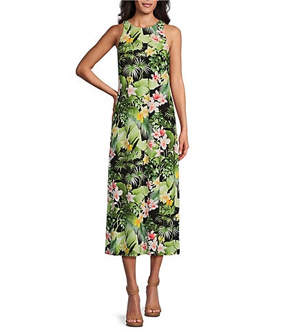 Tommy Bahama Jasmina Floral Halter Sleeveless Midi Dress