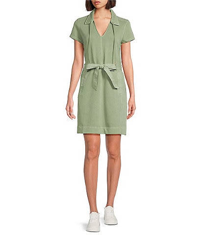 Tommy Bahama Johnny Collar Short Sleeve Tie Belt Waist Dress