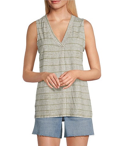 Tommy Bahama Kauai Bungalow Bay Printed Jersey V-Neck Sleeveless High-Low Hem Tank