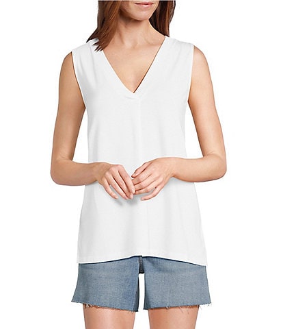 Tommy Bahama Kauai Solid Jersey Pleating V-Neck Sleeveless Tank