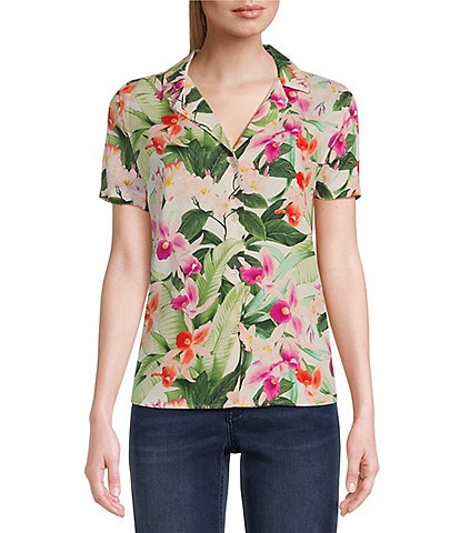 Tommy Bahama Legacy Bloom Talulla Floral Print Notch Collar Short Sleeve Shirt