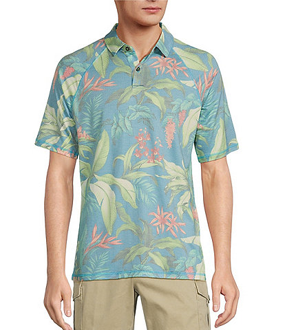 Tommy Bahama Lush Hour Tropical Print Raglan Sleeve Polo Shirt