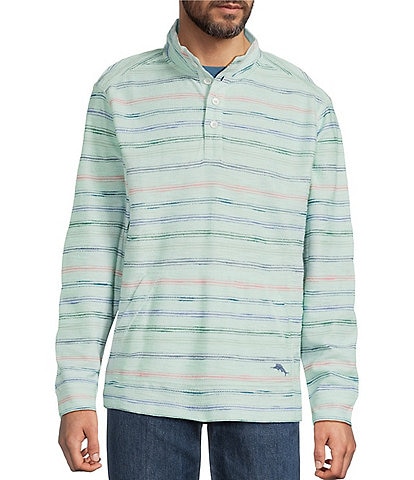 Tommy Bahama Minori Sands Button Mockneck Stripe Pullover