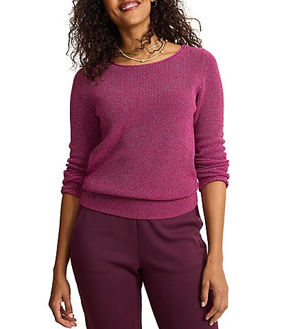 Tommy Bahama Opal Shore Sequin Knit Boat Neck Long Sleeve Sweater Top