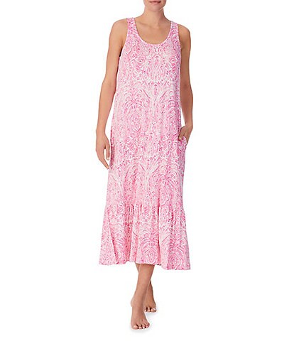 Tommy Bahama Paisley Print Sleeveless Scoop Neck Knit Nightgown