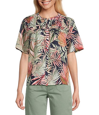 Tommy Bahama Palm Canyon Short Sleeve Button Front Top
