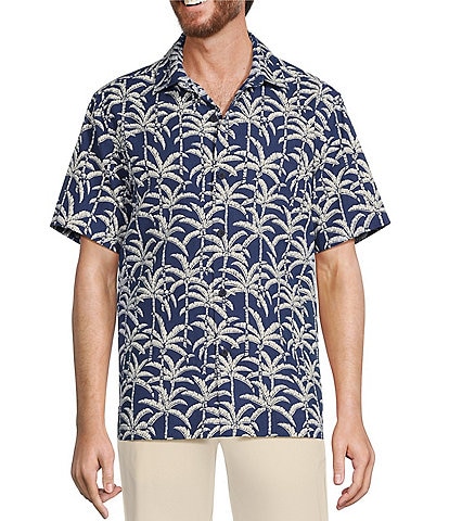 Tommy Bahama Men's Blue Swizzle Inn Chill Out Short Sleeve 100% Silk Shirt  Sz L