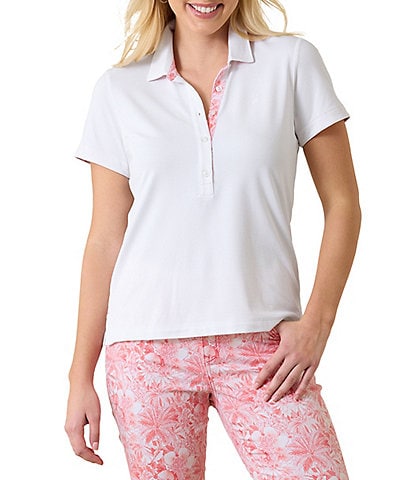 Tommy Bahama Paradise Pique Short Sleeve Linen Trim Polo Shirt