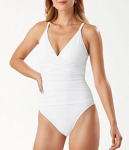 Tommy Bahama Pearl Solid Tummy Control One Piece Swimsuit