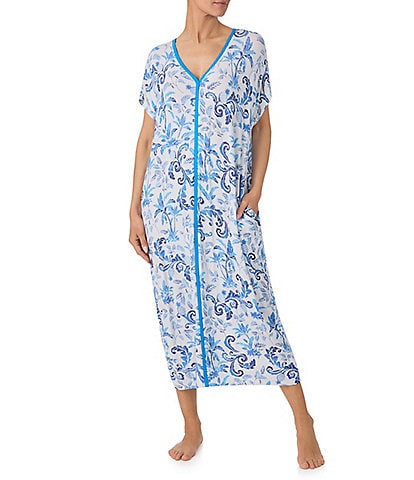 Tommy Bahama Printed Half Sleeve V-Neck Knit Caftan