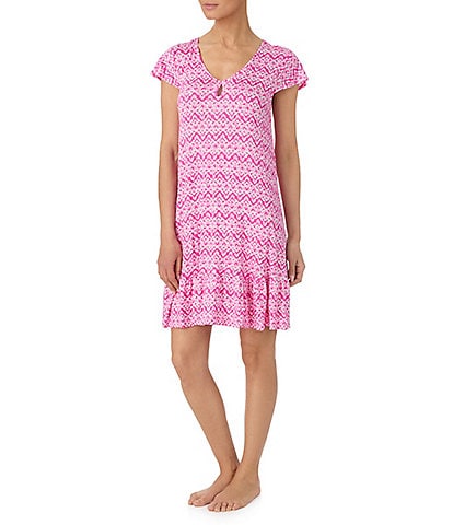 Tommy Bahama Printed Short Sleeve V-Neck Knit Sleepshirt