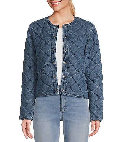 Tommy Bahama Quilted Denim Crop Jacket