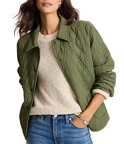 Tommy Bahama Quilted Point Collar Long Sleeve Button Front Barn Jacket
