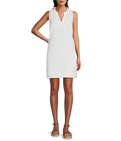 Tommy Bahama Ruffle Split V-Neck Sleeveless Side Pocket Dress