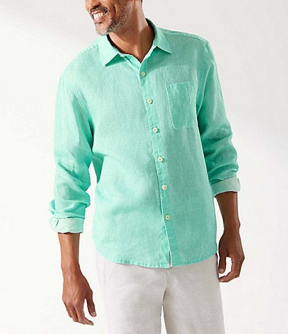Tommy Bahama Sea Glass Breezer Long Sleeve Solid Linen Shirt