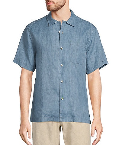 Tommy Bahama Sea Glass Linen Short Sleeve Woven Camp Shirt