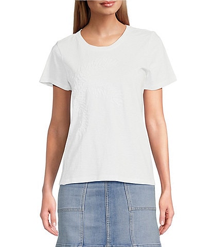Tommy Bahama Slub Jersey Palm Tree Embroidered Round Neck Short Sleeve Tee