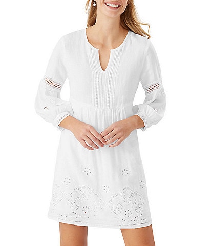 Tommy Bahama St. Lucia Full Sleeve Split Neck Swim Cover-Up Dress