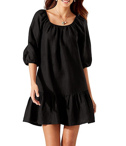 Tommy Bahama St. Lucia Off-the-Shoulder 3/4 Sleeve Belted Tiered Cover-Up Dress