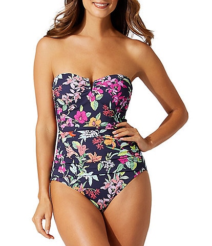 Tommy Bahama Summer Floral Sweetheart Bandeau One Piece Swimsuit