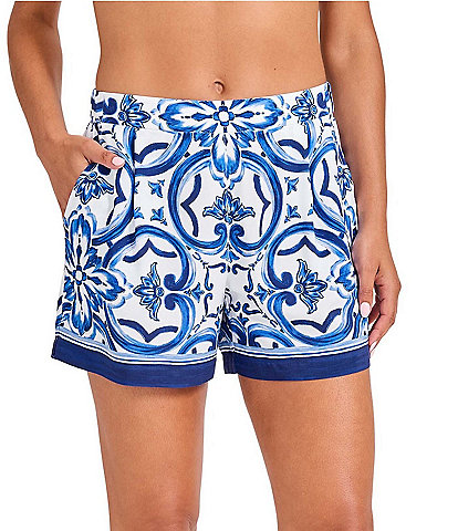 Tommy Bahama Terrazzo Tile Drawstring Tie Waist Pull-On Short Swim Cover-Up
