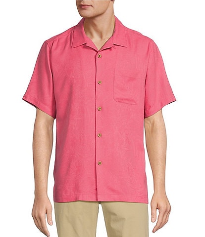 Tommy Bahama Solid Tropic Isle Short Sleeve Camp Collar Woven Shirt