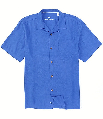 Tommy Bahama Solid Tropic Isle Short Sleeve Camp Collar Woven Shirt