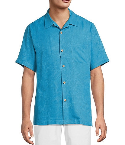Tommy Bahama Solid Tropic Isle Short Sleeve Camp Collar Woven Shirt