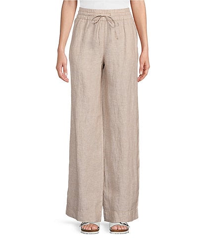 Tommy Bahama Two Palms Wide Leg High Rise Easy Drawstring Linen Pants