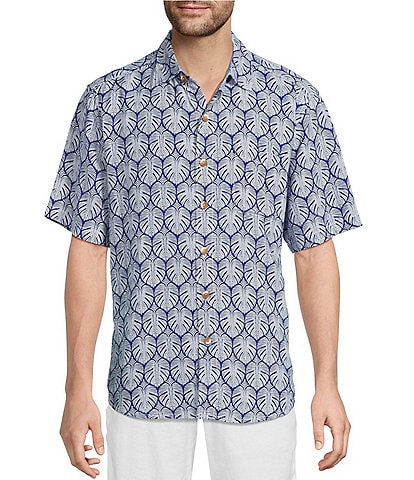 Tommy Bahama Veracrus Cay Monstera Tiles Short Sleeve Woven Shirt