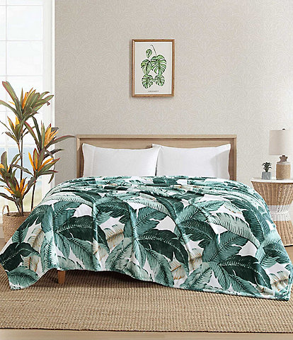 Tommy Bahama Vintage Palms Ultra Soft Plush Fleece Bed Blanket
