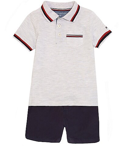 Tommy Hilfiger Baby Boys 12-24 Months Short-Sleeve Pique Polo Shirt & Twill Shorts Set